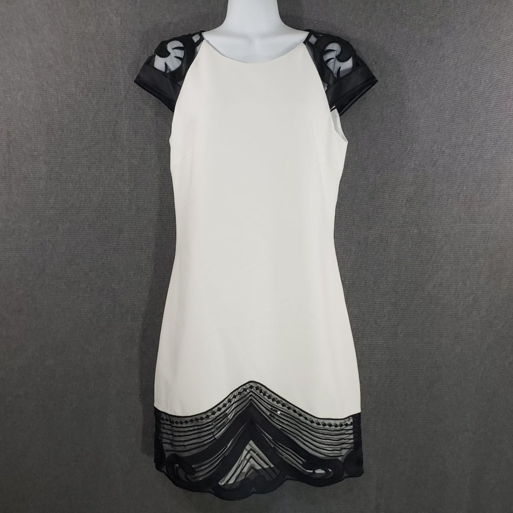 Belle Badgley Mischka Dress Ivory‎ Black Sheath Siz